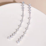 925 Silver Long High Carbon Diamond Earrings - Dazpy