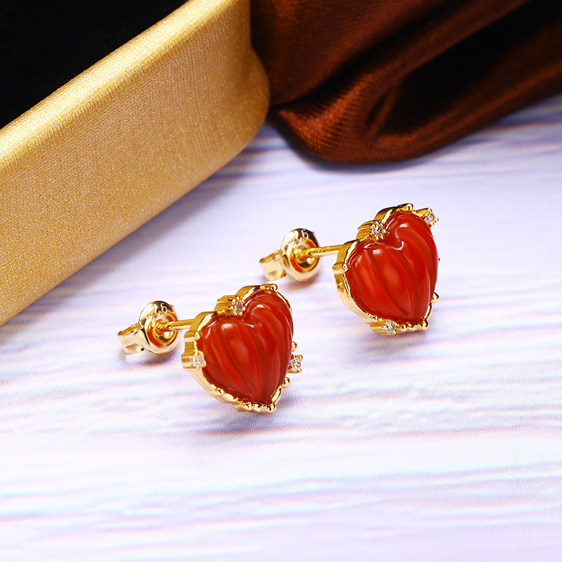 Anti Allergy Small Red Heart Earrings - Dazpy