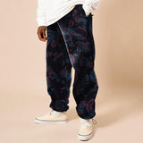 Trousers Loose Mid-waist Printed Fall   For Men