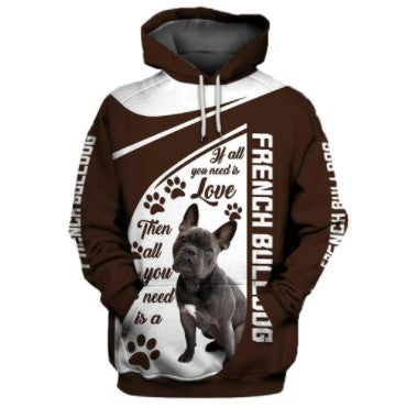 Süßes Langarm-Sweatshirt mit 3D-Hundemuster für den Herbst