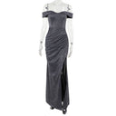 Women's Off-Shoulder Shimmer Slit Dress