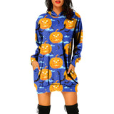 Pulloverkleid mit Kapuze für Damen mit Halloween-Motiv