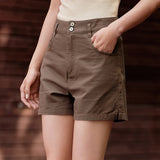 High-Waisted Casual Cotton Shorts