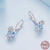 S925 Silver Blue Snowflake Ear Buckle - Dazpy