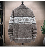 Men's Printed Stand-collar Cardigan Jacket For Outer Wear To Keep Warm And Loose