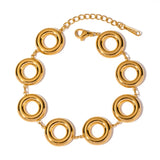 Elegante Brazalete tipo Donut de Acero Inoxidable Chapado en Oro de 18k