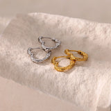 Gold Heart Hoop Earrings - Minimalist Stainless Steel Jewelry