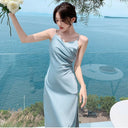 Satin-Look A-Line Strappy Midi Dress