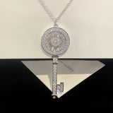 Sunflower Key Necklace Long Sterling Silver Plated 18k Gold For Men And Women - Dazpy