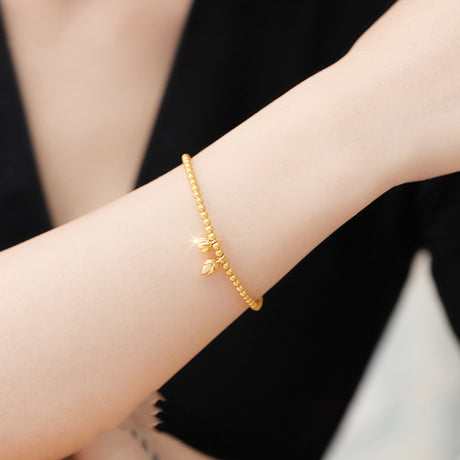 Women's Plain Chain Gold Bead Bracelet - Dazpy