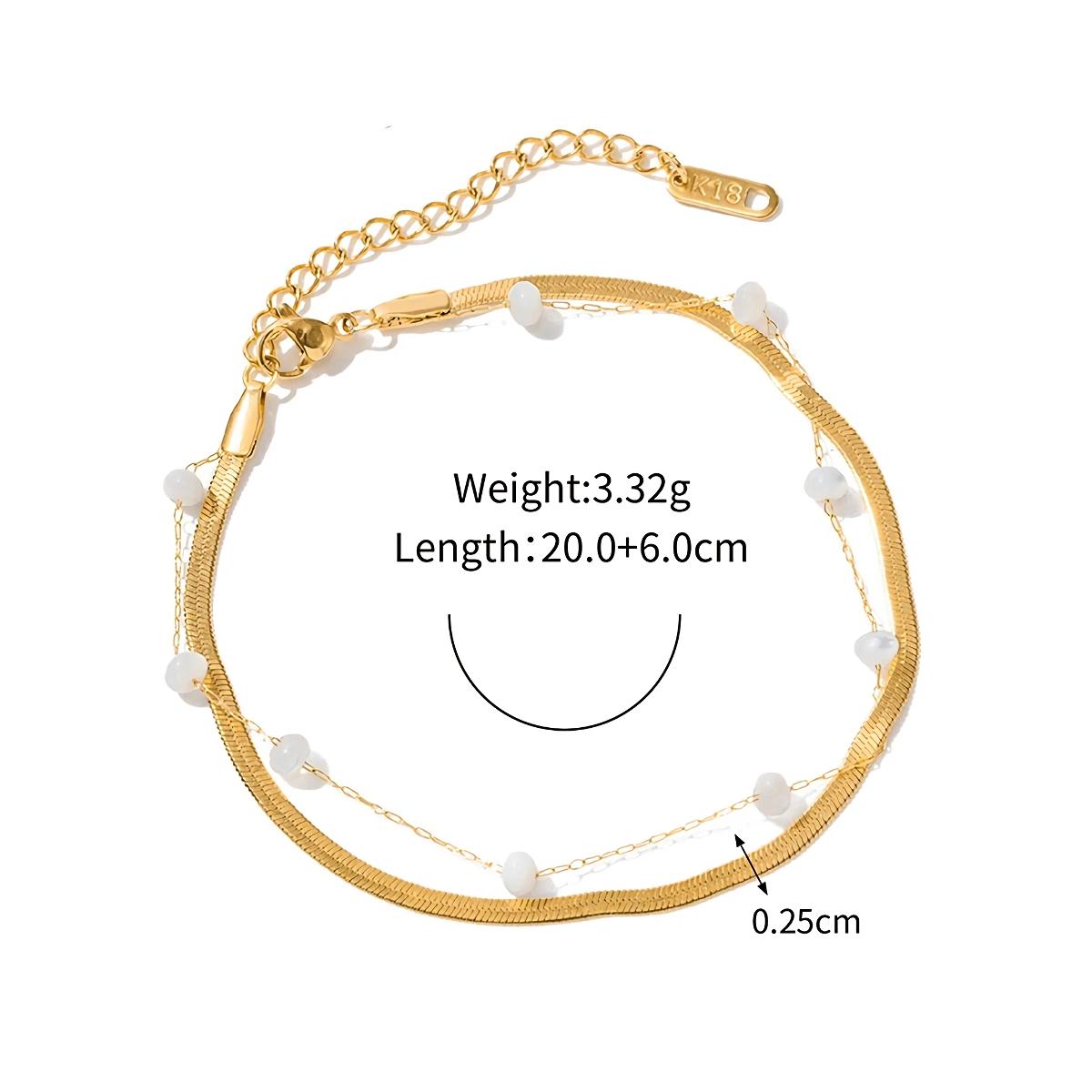 Elegant Stainless Steel Shell Bead and Snake Chain Anklet for Women