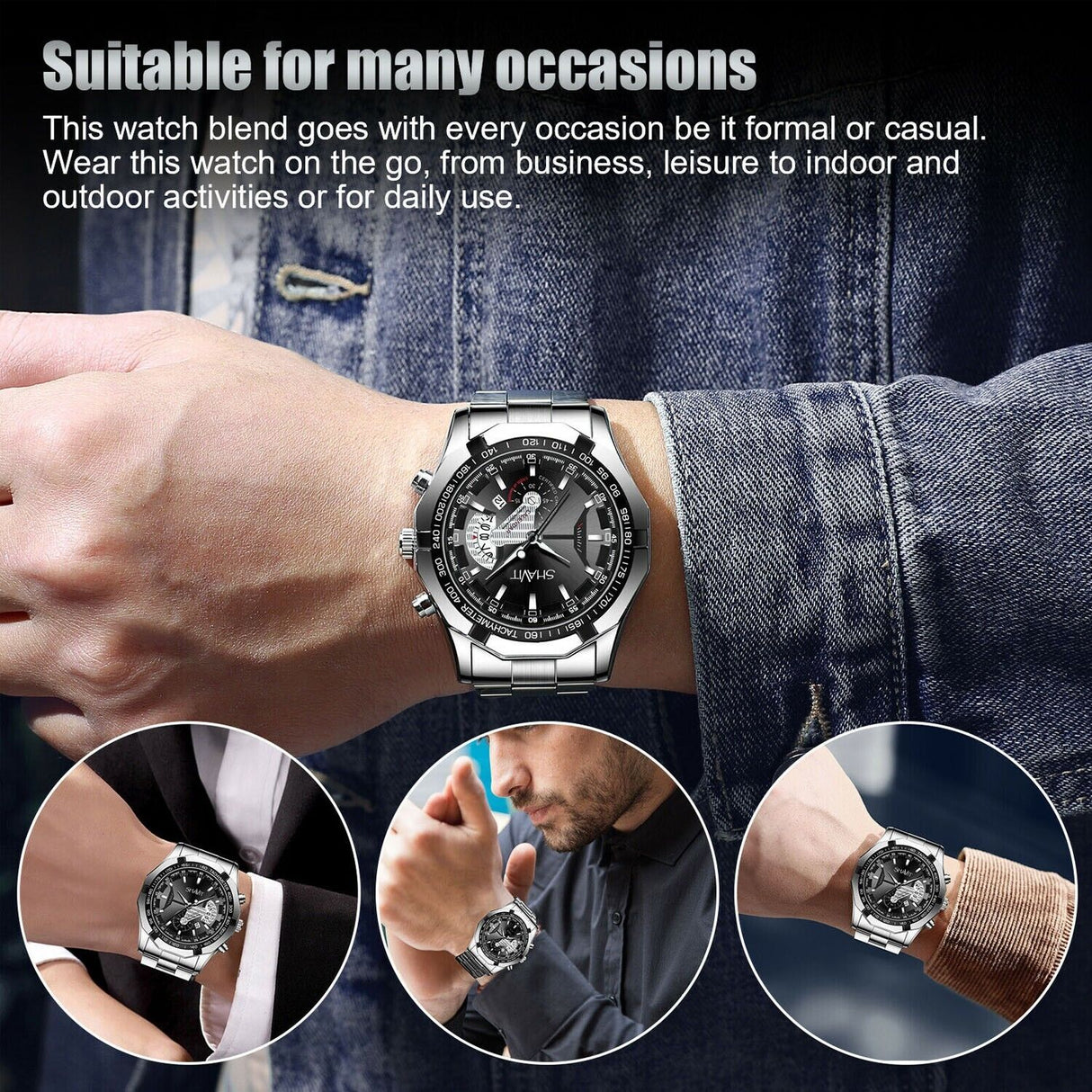 Men's Watch Relojes De Hombre Stainless Steel Quartz Luminous Classic Watches - Dazpy