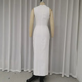 Vestido ajustado con cintura plisada y escote redondo de color liso para mujer