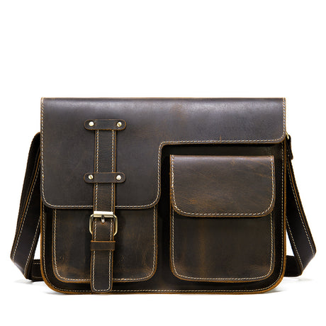 Men's Horizontal Shoulder Messenger Bag Leather Men's Bag - Dazpy