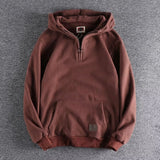 Thickened Half Zipper Open Collar Hooded Trend Men's Sweater