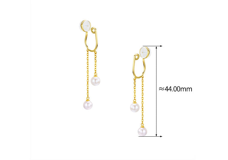 Silver Non-piercing Tassel Personalized Pearl U-shaped Ear Clip - Dazpy