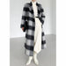 Elegant Plaid Double Breasted Long Woolen Coat for Women