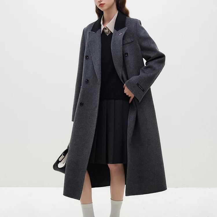 Dark Grey Women's Long Woolen Coat