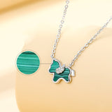 S925 Silver Ferris wheel Little Green Horse Necklace - Dazpy