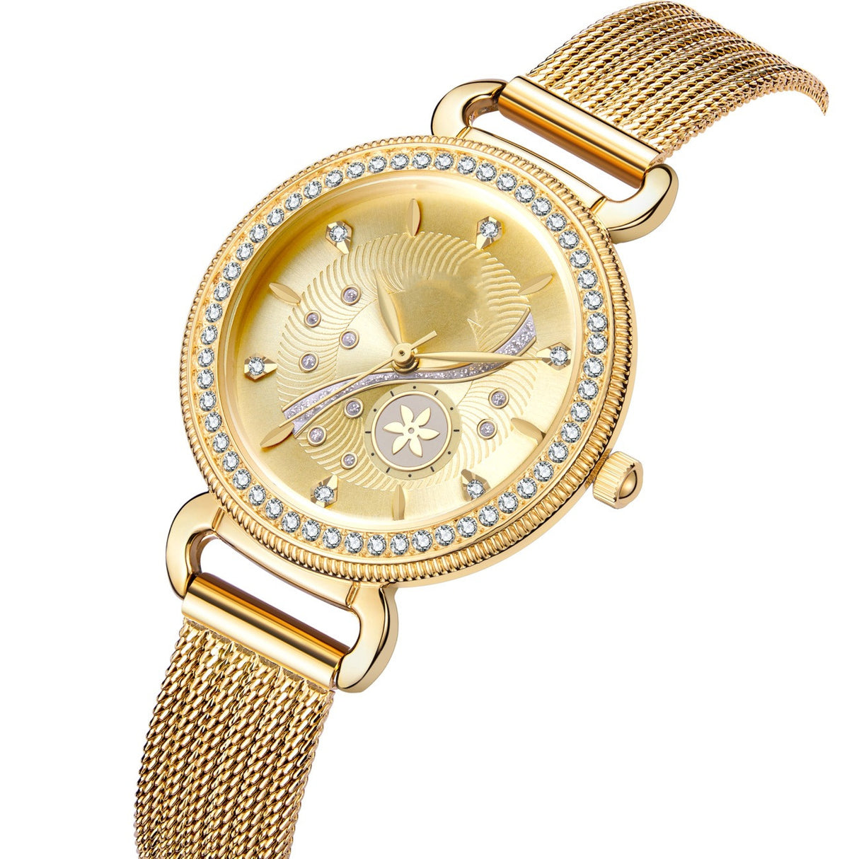 Women's Fashion Diamond-set Stainless Steel Mesh Band Waterproof Watch - Dazpy