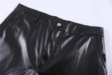 Solid Colour Shiny PU Leather Trousers Men's Punk Rock Loose