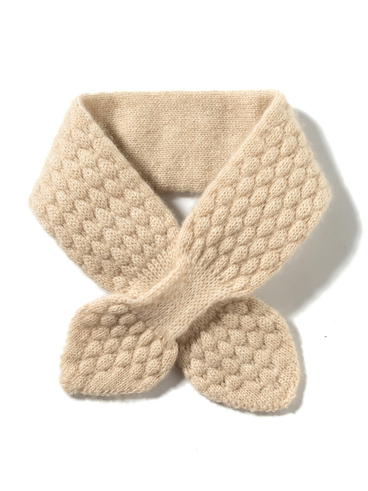 100% Pure Cashmere Moss Stitch Bowknot Scarf