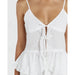 Summer V-Neck Cami Top with Spaghetti Straps and Tie-Up Detail