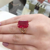 Rose Gold Inlaid Square RedstoneFashion Ornament Index Finger Ring Women - Dazpy