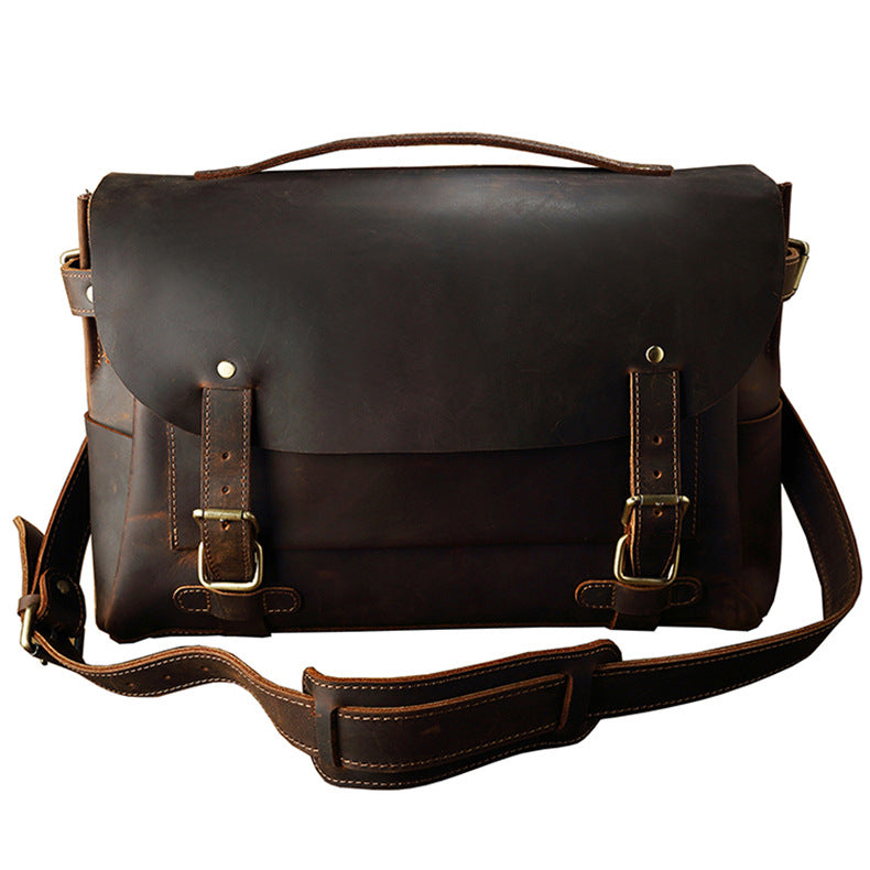 Handmade First Layer Cowhide Retro Single Shoulder Bag - Dazpy