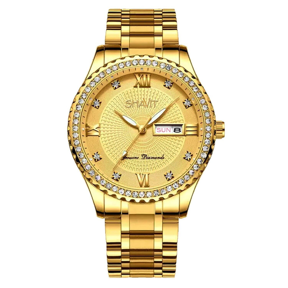 Gold Men's Watch Classic Stainless Steel Quartz Analog Business Wristwatch Gift - Dazpy