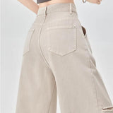 High Waist Casual Straight Wide Leg Jeans