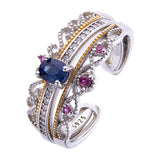 S925 Sterling Silver Inlaid Natural Sapphire Ring - Dazpy