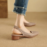 Genuine Leather Low Heel Sandals for Women - Summer Comfort with Style