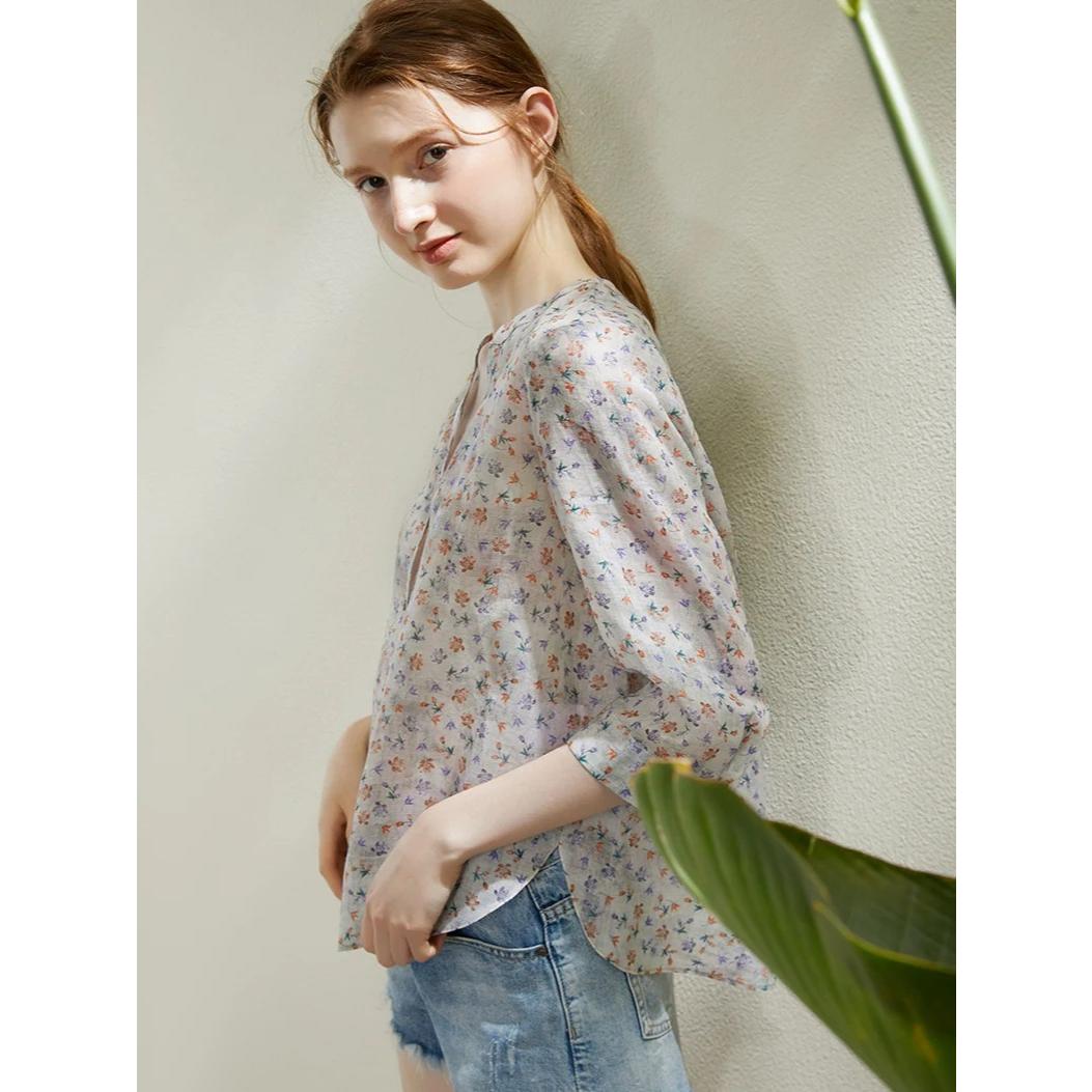 Spring Blossom Ramie Blouse