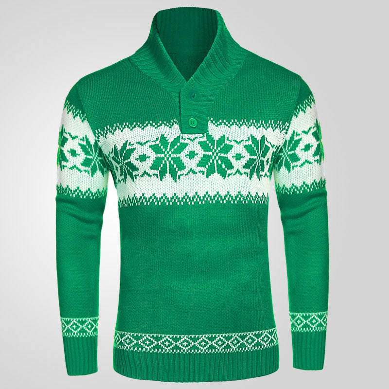 Men's Sweater Long Sleeve Christmas Jacquard Knitted Sweater