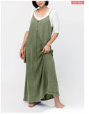Vestido largo de algodón con tirantes y bolsillos