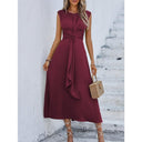 Women's Button-Detail Tie-Waist Midi Dress