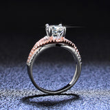 Mosan Diamond  Female Silver Ring Gold Exaggerated Two Colors - Dazpy