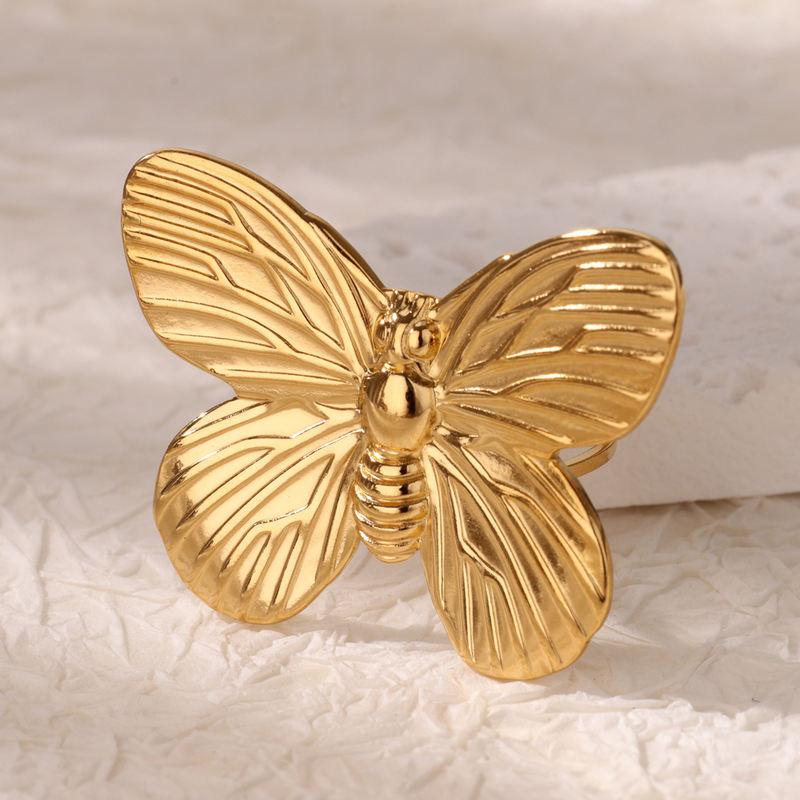 Vintage Schmetterling Edelstahlringe – Eleganter Paarschmuck