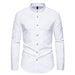 Men's Fashion Solid Color Party Shirt Metal Button Long Sleeve