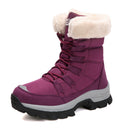 Botines de cuña con cordones y forro de forro polar para mujer