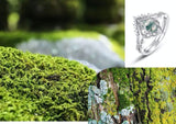 Silver Pear-shaped Green Moss Inlaid Water Plants Agate Twin Finger Ring Affordable Luxury Fashion - Dazpy