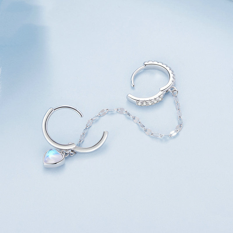 Heart Shaped Moonstone Double Ear Buckle - Dazpy