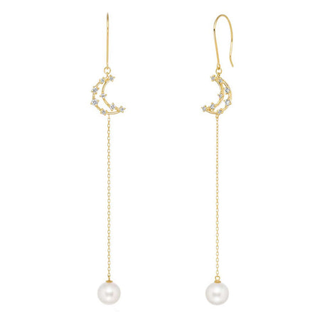 Women's Natural Pearl Tassel Earrings - Dazpy