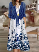 Conjunto de top estampado y vestido largo para mujer