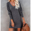 Cotton Long-Sleeve A-Line Mini Dress