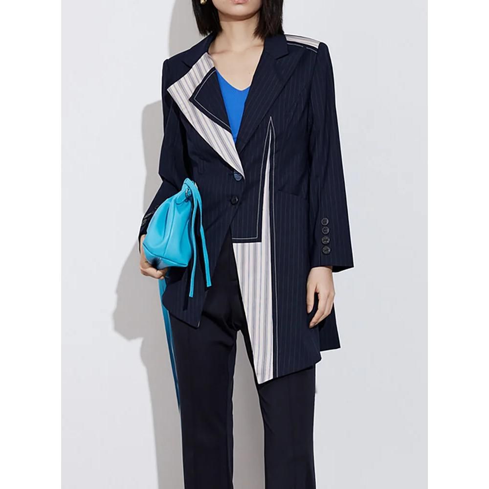 Women's Striped Asymmetry Suit Jacket