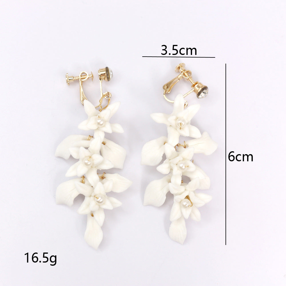 Gold And Silver Dual Color Ceramic Flower Earrings - Dazpy