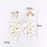 Gold And Silver Dual Color Ceramic Flower Earrings - Dazpy