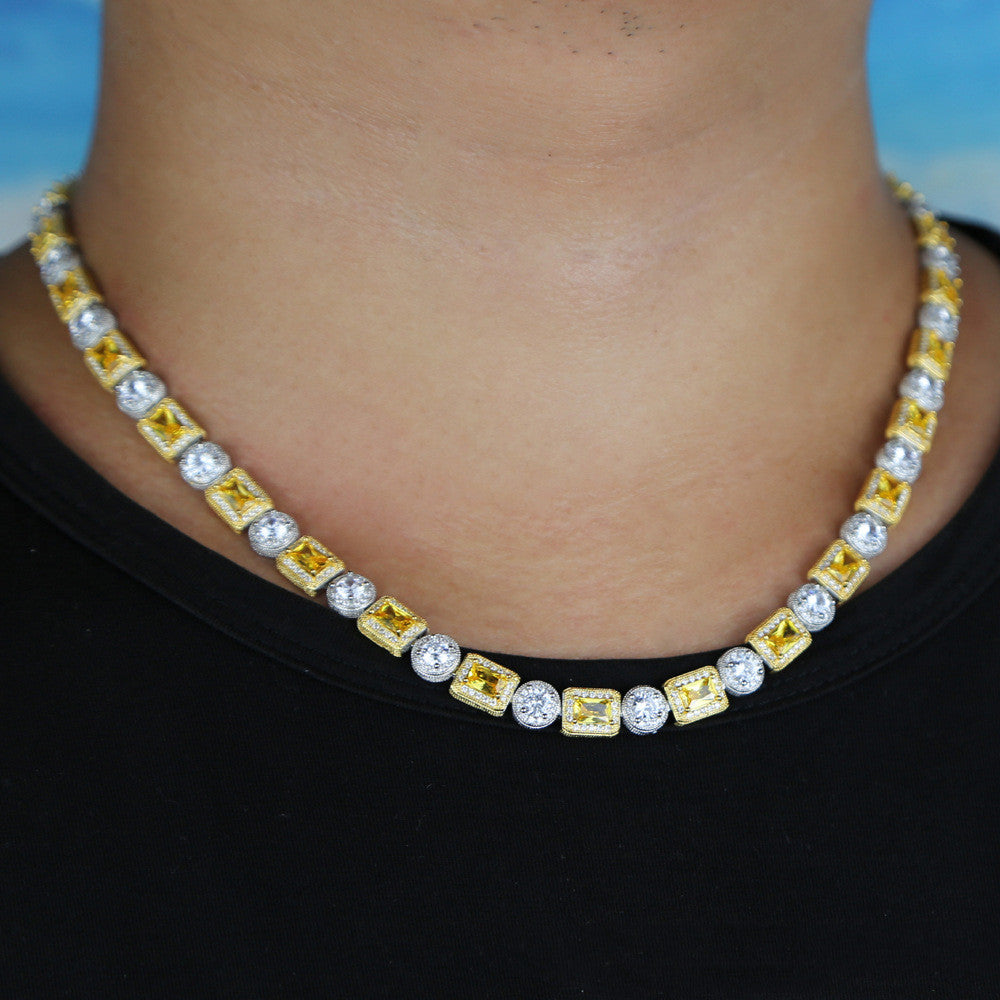 New Round Rectangular Zircon Necklace - Dazpy